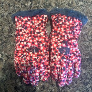 The North Face Kids' Winter Gloves - Red and Blue Polka Dot